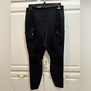 Athleta Black Elastic Waist HighTraverse Zipper Leggings Women’s Size Medium
